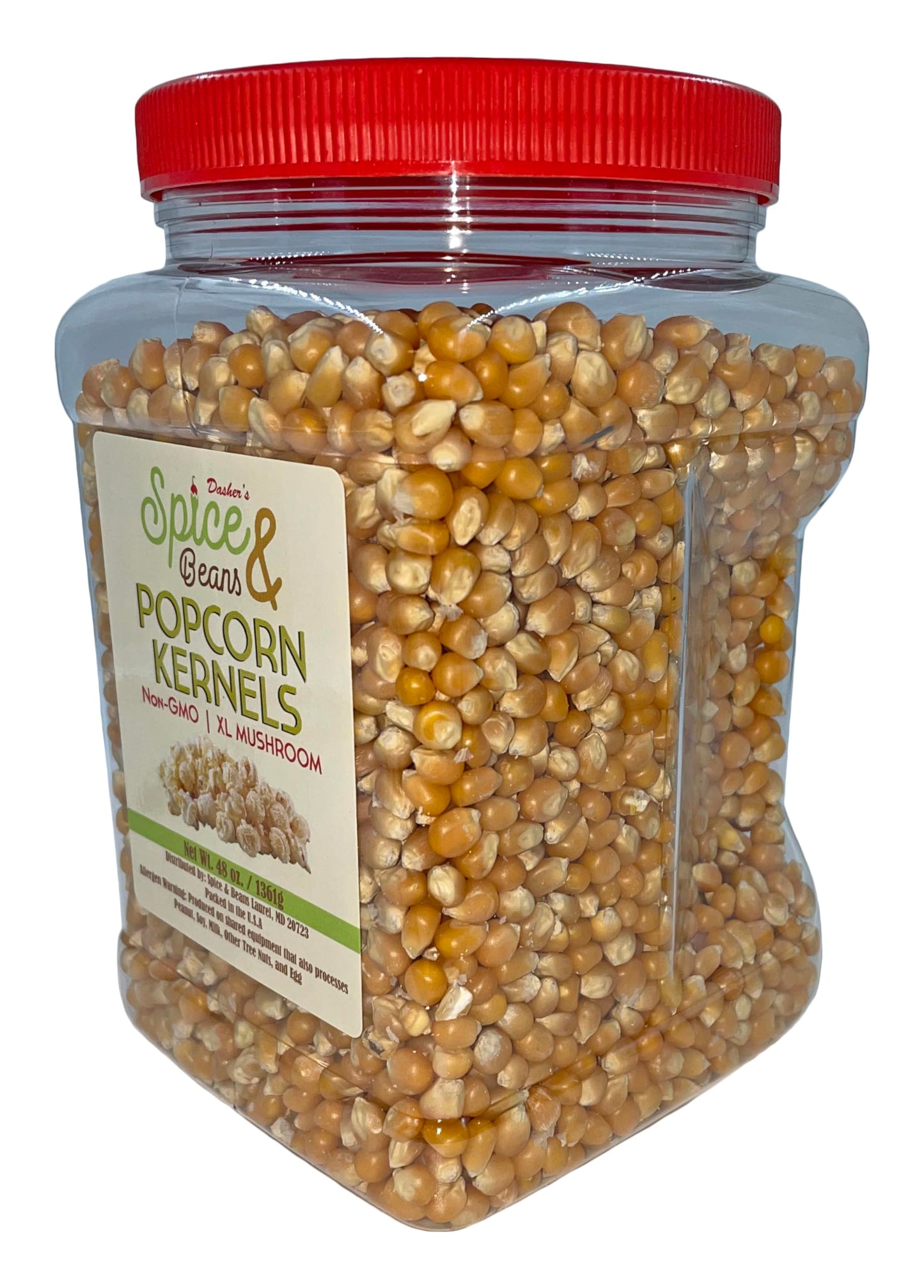 Popcorn Kernels by Dashers Spice & Beans | Non-GMO | XL Mushroom Kernels | 3 lb.