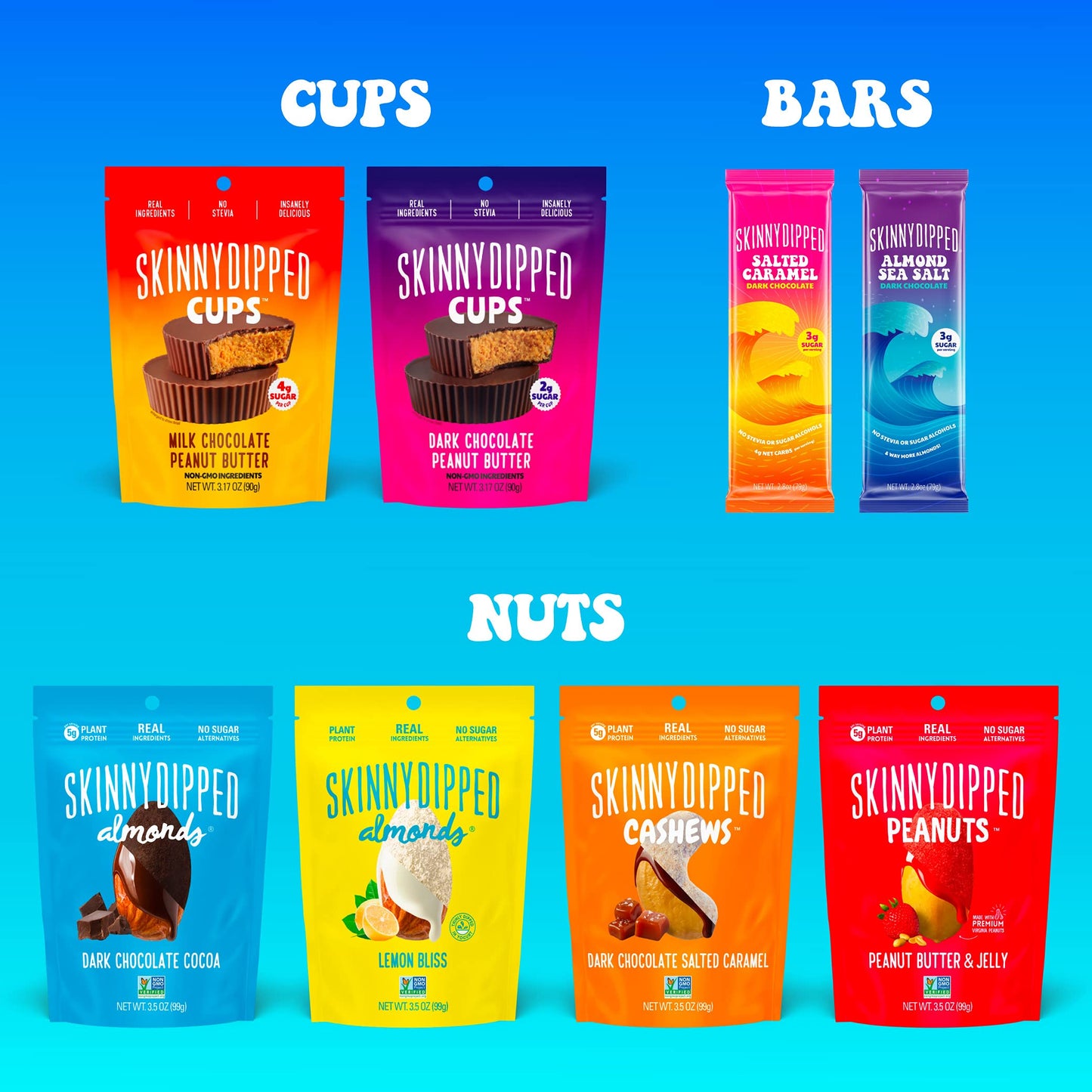 SKINNYDIPPED Dark Chocolate Peppermint Almonds, Healthy Snack, 3.5 oz Resealable Bag, Gluten Free, Plant Protein