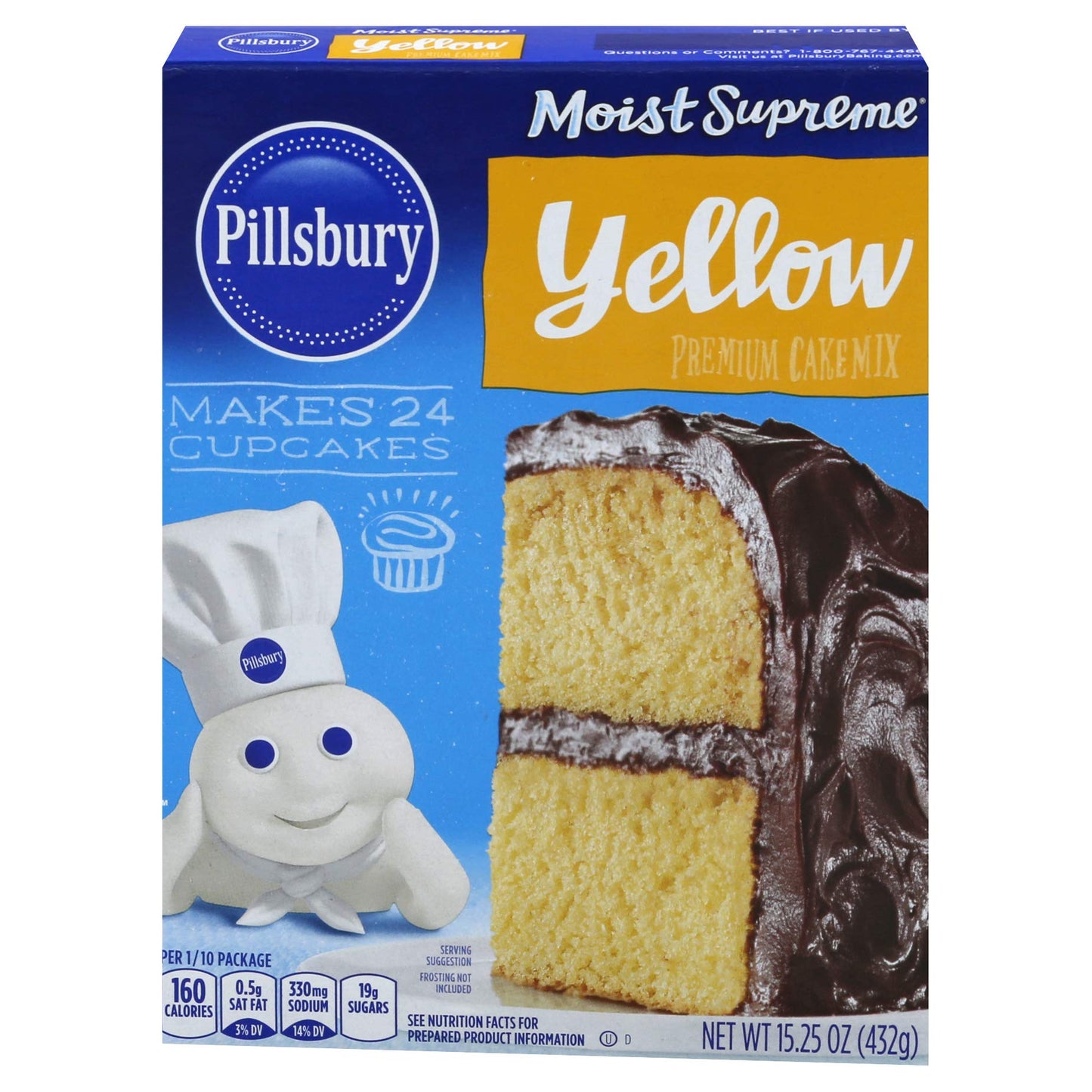 Pillsbury Moist Supreme Yellow Premium Cake Mix, 15.25-Ounce (Pack Of 12)