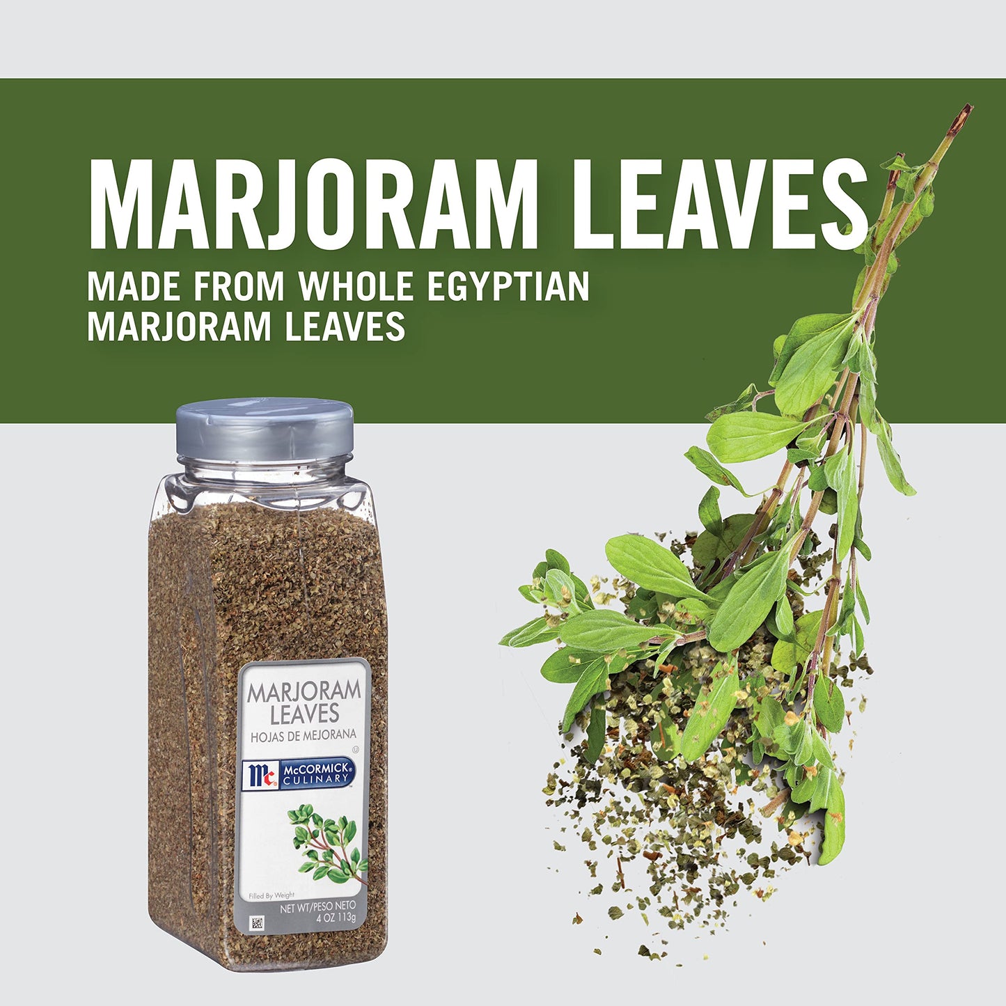 McCormick Culinary Marjoram Leaves, 4 oz - One 4 Ounce Container of Marjoram Spice for a Bitter, Minty Flavor, Ideal in Stews, S