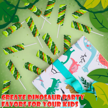 Dinosaur Swirl Lollipops For Kids Individually Wrapped Candy 20Pk- Dinosaur Lollipops - Dinosaur Party Favors - Dinosaur Candy For Dinosaur Party Favor Bags & Dinosaur Birthday Party Supplies
