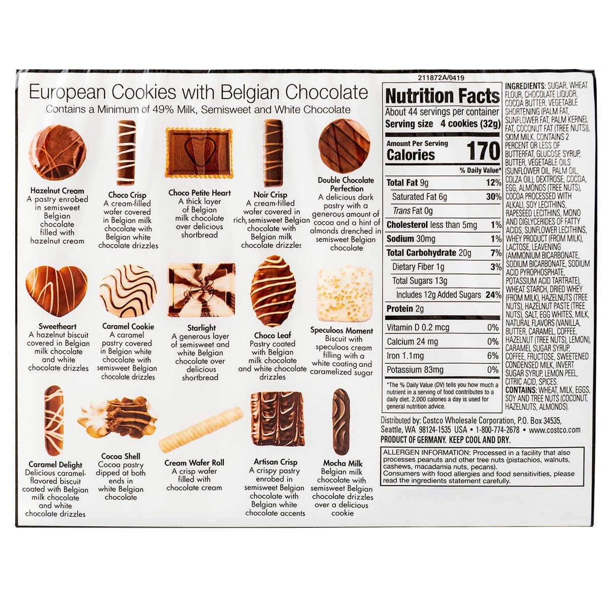 European Cookies Limited Edititon Kirkland Signature With Belgian Chocolate, 49.4 Ounce