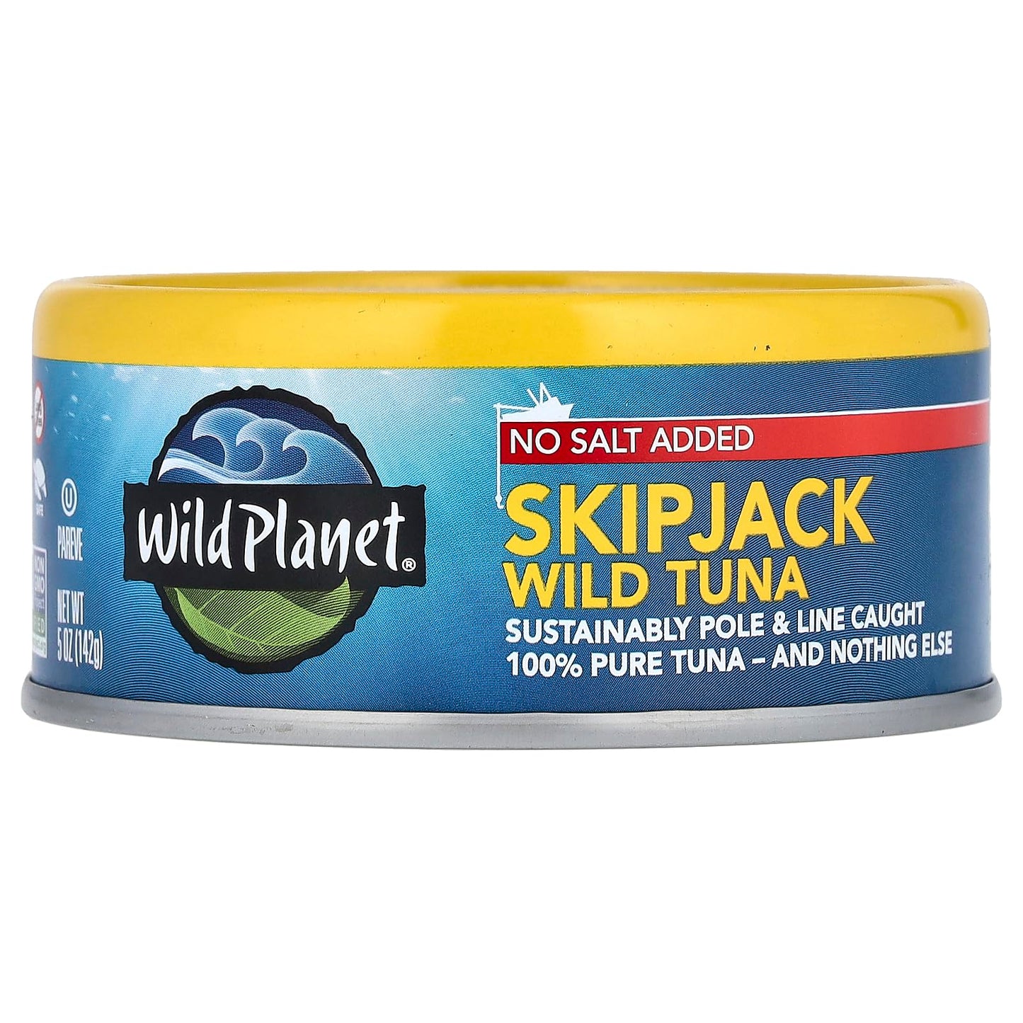 Wild Planet Skipjack Wild Tuna, No Salt Added, Tinned Fish, Canned Tuna, Sustainably Caught, Non-GMO, Kosher, Gluten Free, Keto