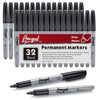Lazgol Permanent Markers Bulk, 32 Pack Black Permanent Marker Set, Fine Tip, Waterproof Markers, Premium Smear Proof Pens, Water