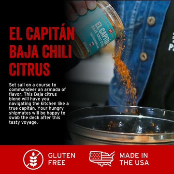 PS Seasoning El Capitan Baja Chili Citrus Taco Seasoning Mix, 5.8 Ounce, Dry BBQ Rub for Tacos, Fajitas, Chicken, Beef, Seafood