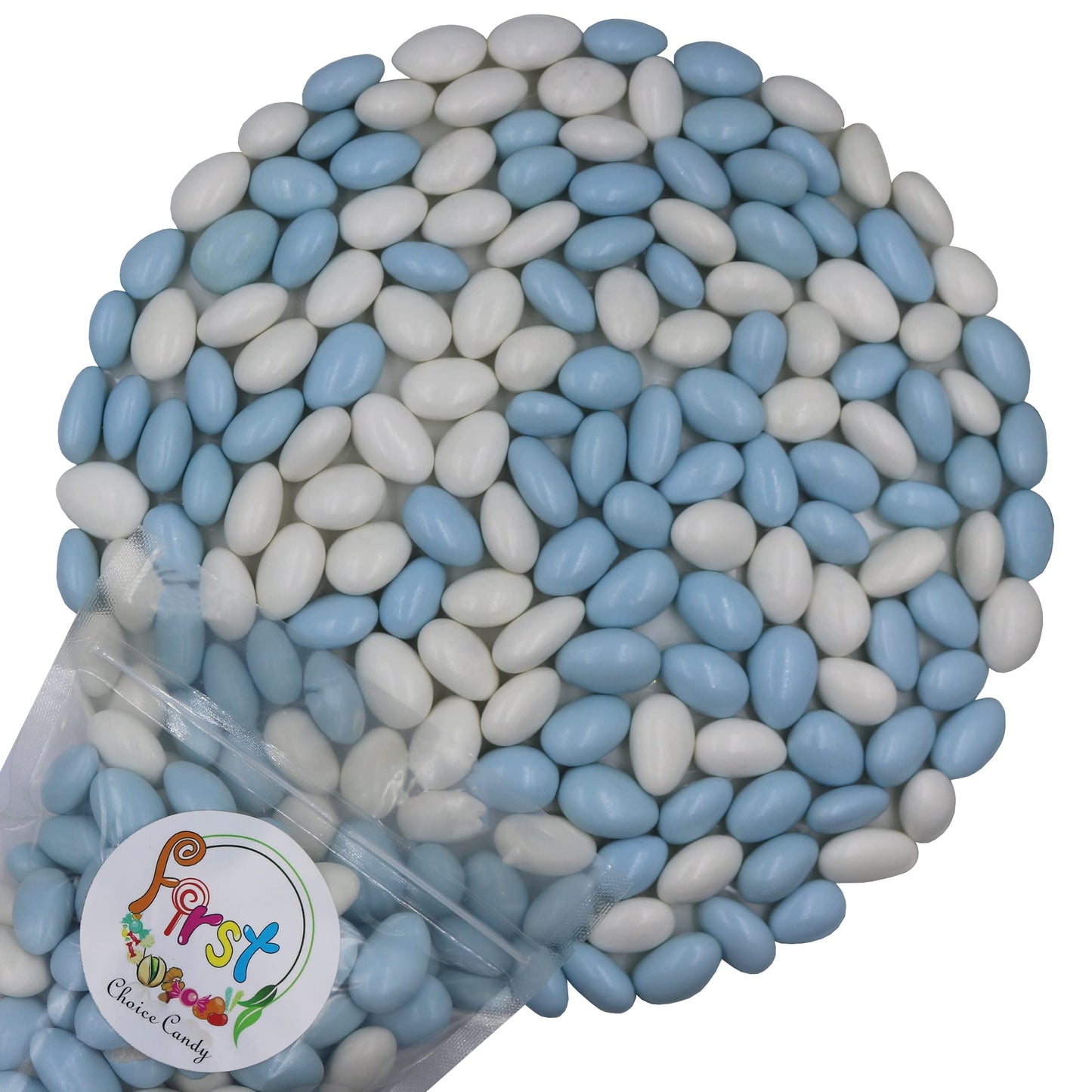 FirstChoiceCandy Jordan Almonds (1 Pound, Baby Blue & White)