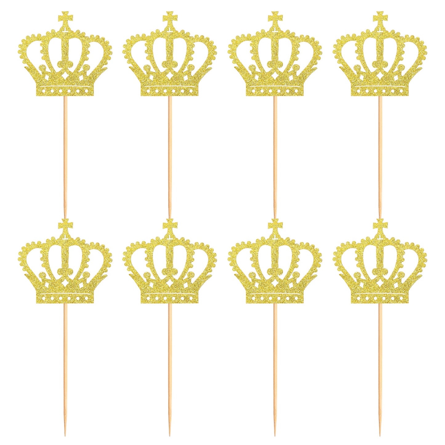 Ercadio 24 Pack Crown Cupcake Toppers Gold Glitter Prince Royal Crown Cupcake Picks King Crown Cupcake Decors For Prince Theme Baby Shower Party Decoration Supplies