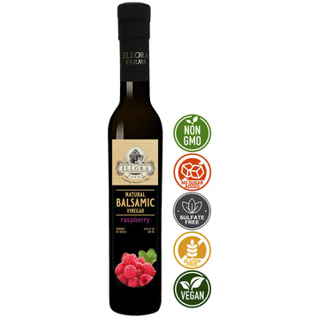 Ellora Farms, Fresh Raspberry Infused Thick Balsamic Vinegar, No-Additives, No Added Sugars, No-Preservatives, Glass Bottle, 8.4