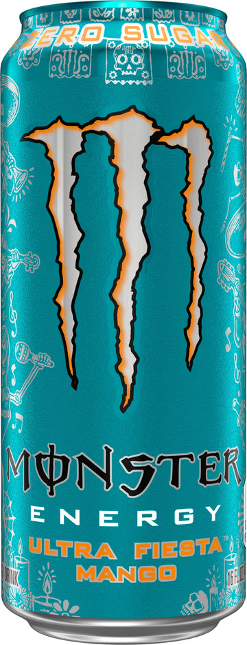 Monster Energy Ultra Fiesta Mango, Sugar Free Energy Drink, 16 Ounce (Pack of 24)