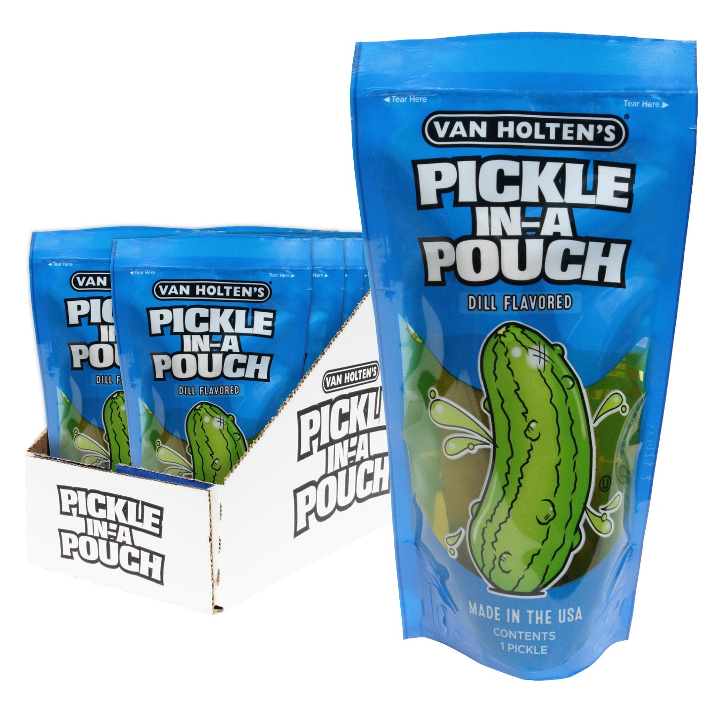 Van Holtens Pickles Jumbo Dill Pickle-In-A-Pouch, 12 Pack, 4 Ounce Each