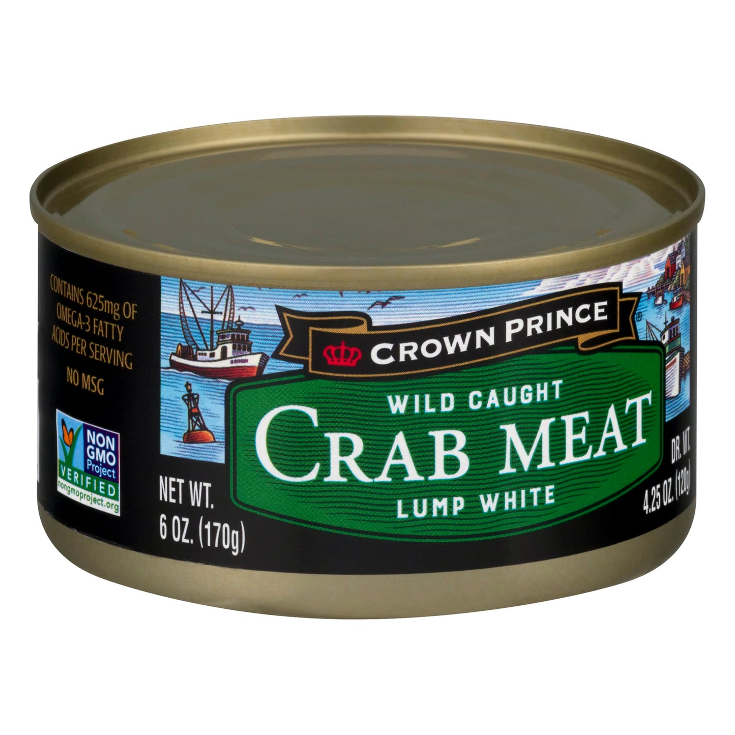 Crown Prince Lump White Crab Meat, 6 Ounce Cans, Pack of 12