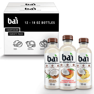 Bai Coconut Variety Pack – Antioxidant Infused Water Beverage, Vitamin C, 12 Pack (18 fl oz bottles), No Artificial Sweeteners