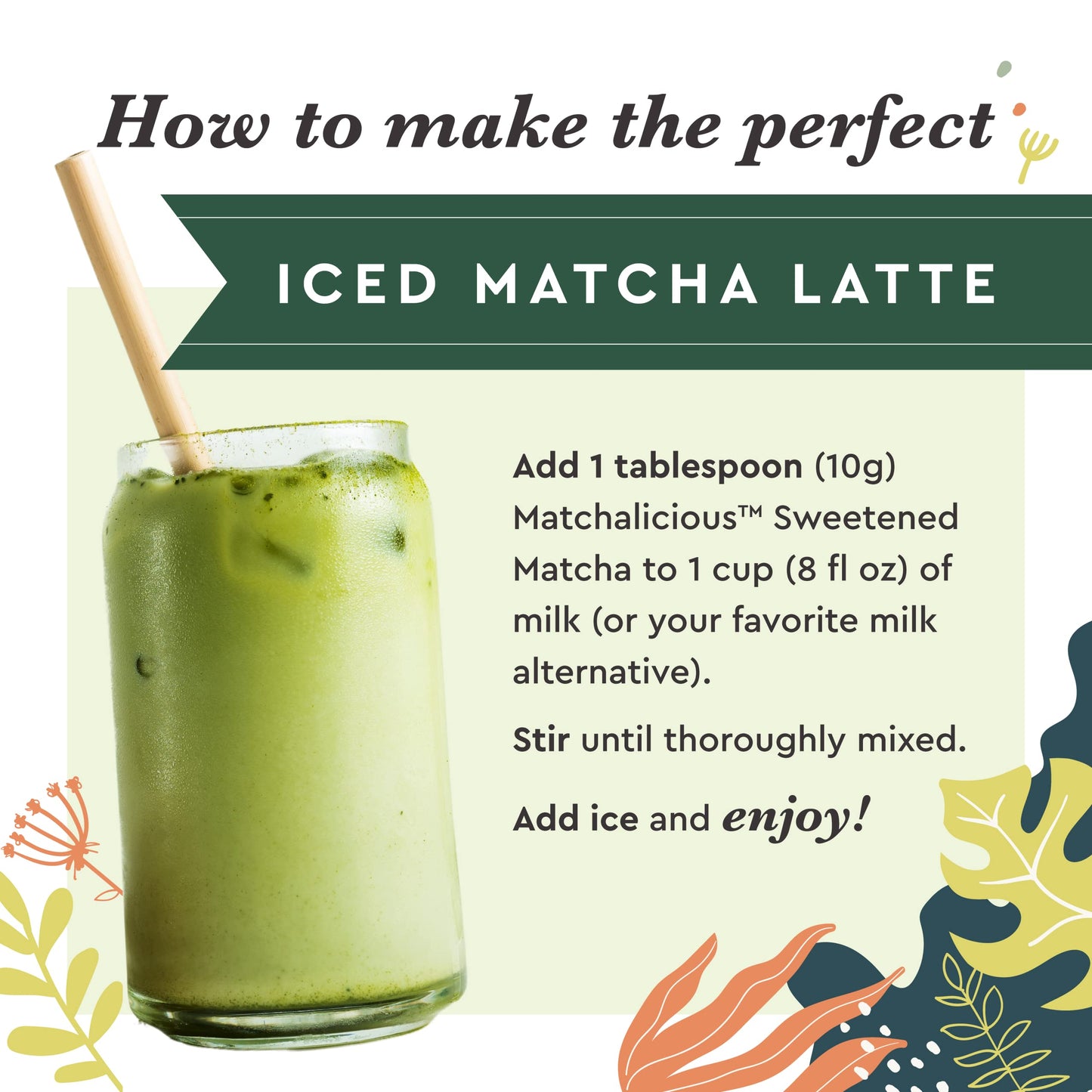 Matchalicious Japanese Matcha Powder, Sweetened Green Tea Powder Vegan, Gluten Free, Low Sugar, For Baking, Lattes, Smoothies, A