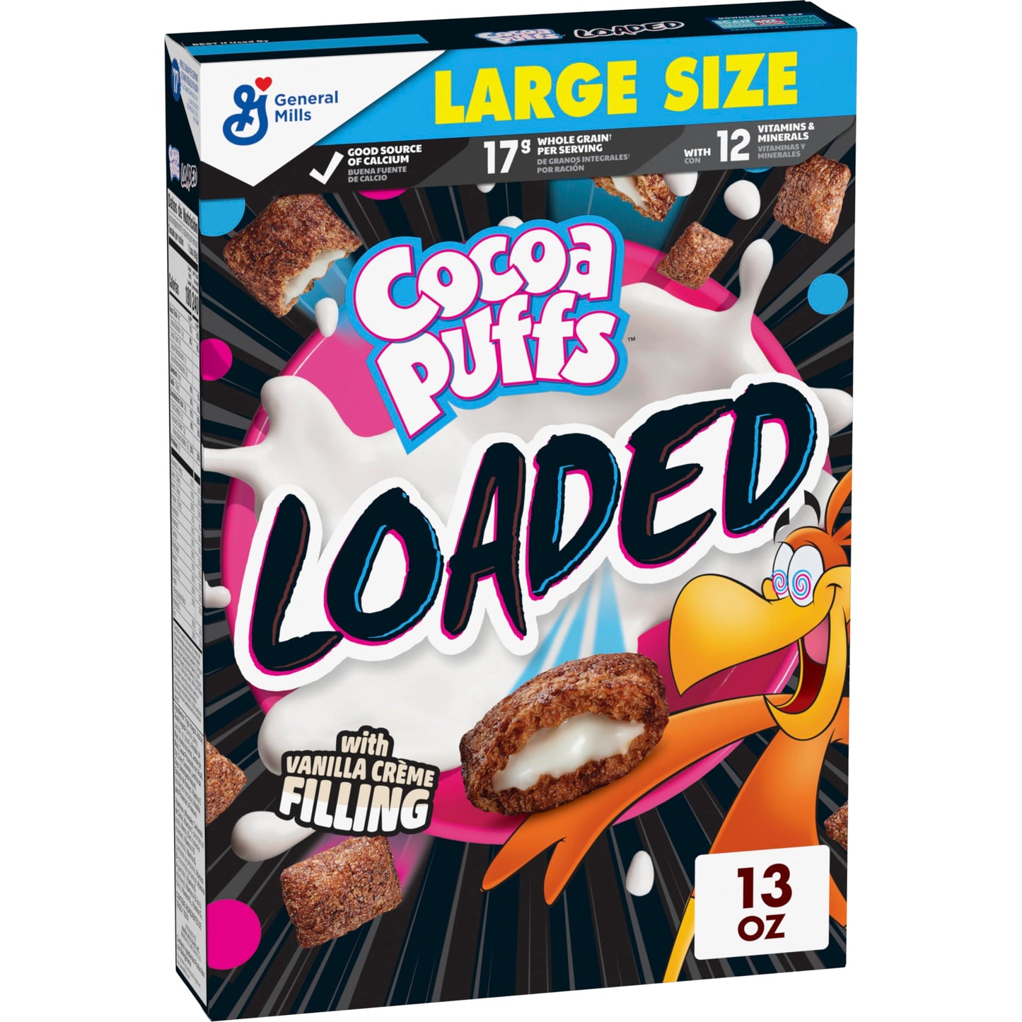 Cocoa Puffs Loaded Cereal, Chocolatey Cereal With Artificially Flavored Vanilla Crme Filling, Made With Whole Grain, Large Size,