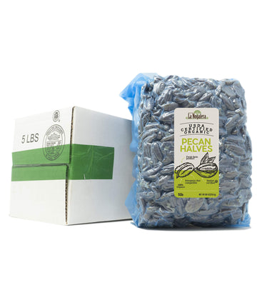 La Nogalera Organic Pecans - Usda Certified Organic Halves In 5 Lbs Vacuum Sealed Bag. Pecan Nut Halves, No Shell, Non-Gmo, No P