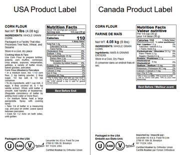 Food To Live Corn Flour, 9 Pounds - Made From Whole Grain, Finely Ground Meal, Vegan, Kosher, Bulk, Great For Cooking And Baking