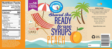 Hypothermias Peach Ready To Use Gallon (128 Fl. Oz) Hawaiian Snow Cone Flavors Syrup - Shaved Ice, 100% Pure Cane Sugar