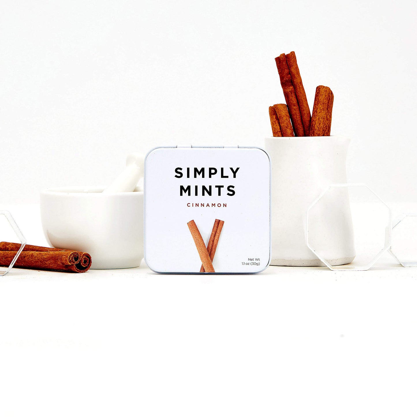 Simply Mints | Cinnamon Breath Mints | Pack Of Six (180 Pieces Total) | Breath Freshening + Aspartame-Free + Vegan + Non-Gmo