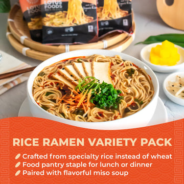 Lotus Foods Bulk Organic Rice Ramen With Miso Soup Variety Bundle - Jade Pearl, Millet & Brown Rice, Gluten Free Rice Ramen, Who