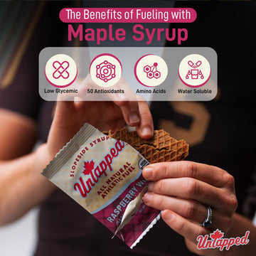 Untapped Organic Raspberry Waffles, Vegan Endurance Snacks, Sweetened with Maple Syrup, 1.05 oz Each, Box of 16