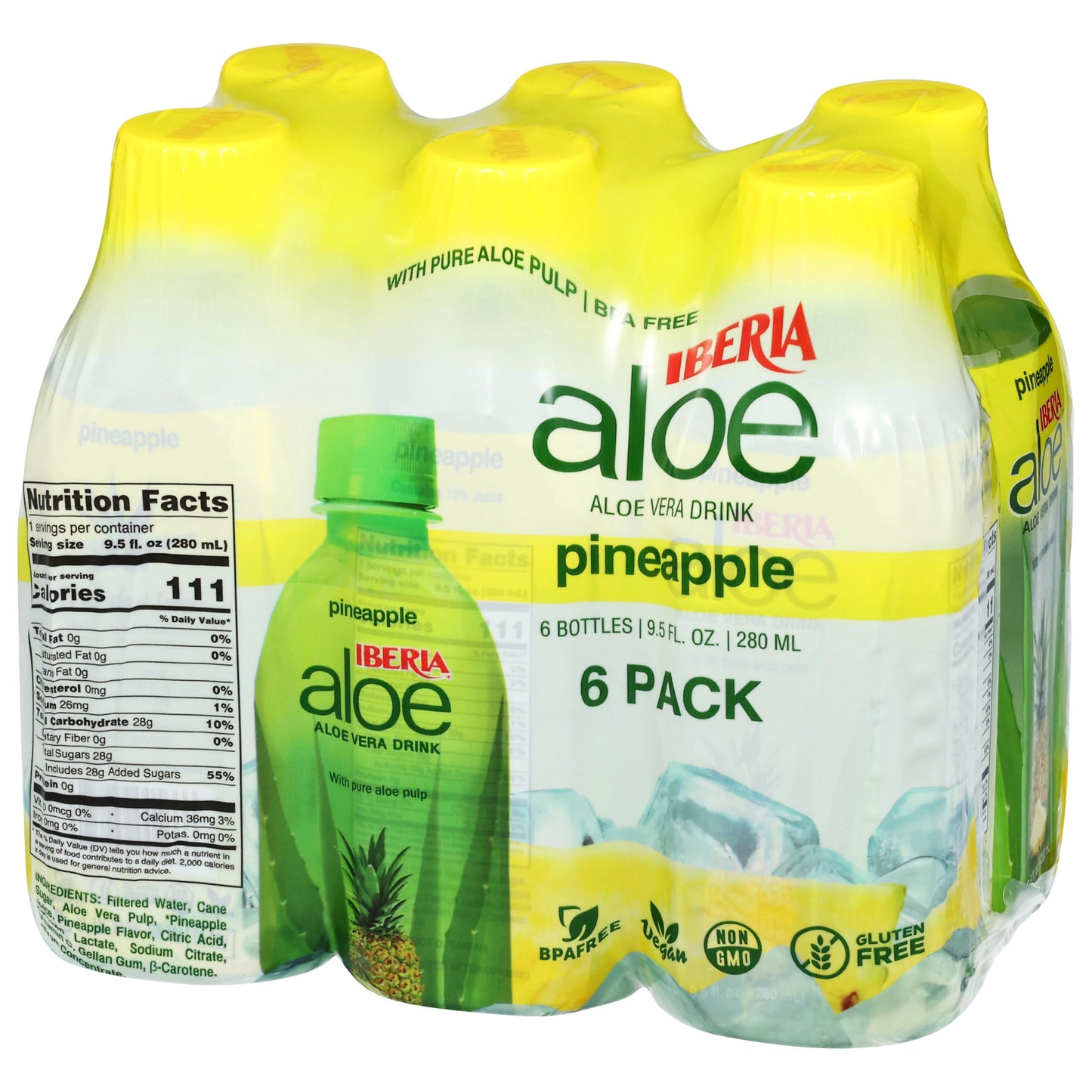 Iberia Aloe Vera Juice Drink With Aloe Pulp, Pineapple, 9.5 Fl Oz (Pack Of 6)