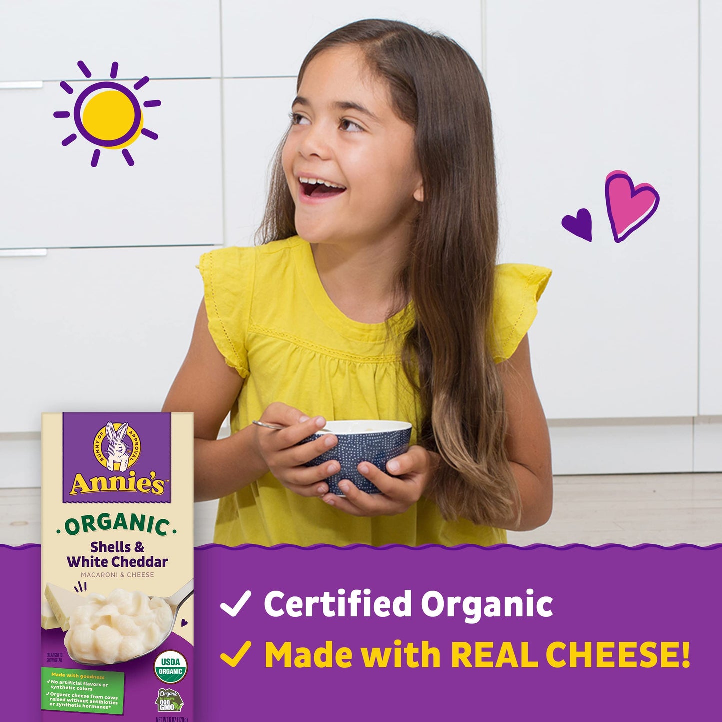 Annie'S Organic Macaroni And Cheese Shells, White Cheddar, 6 Oz.