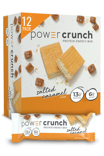 Power Crunch Protein Wafer Bars, High Protein Snacks With Delicious Taste, Salted Caramel, 1.4 Ounce (12 Count)