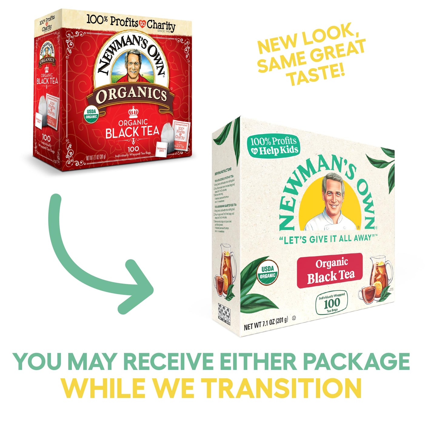 Newmans Own Organic Black Tea - Robust Black Tea, 200 Tea Bags, USDA Certified, Caffeinated, Brew Hot/Cold