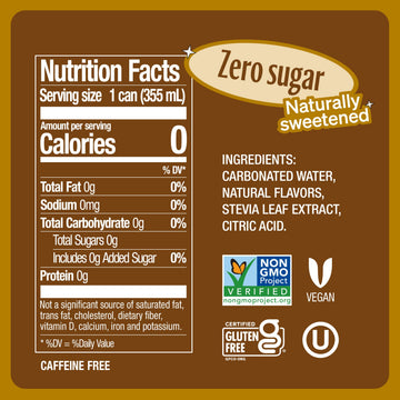 Zevia Zero Sugar Soda Creamy Root malt-inspired 12 oz Cans 8-Pack Non-GMO Gluten-Free Vegan