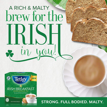 Tetley Irish Breakfast Premium Black Tea, 80 Tea Bags, Rainforest Alliance Certified