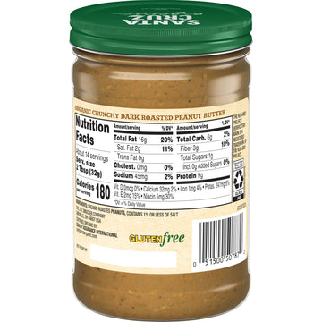 Santa Cruz Organic Peanut Butter, Dark Roasted, Crunchy, 16 Ounces (Pack Of 6)