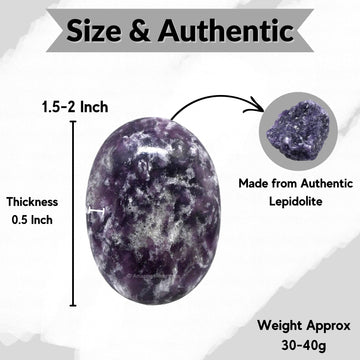 Lepidolite Palm Stone - Pocket Massage Worry Stone For Natural Body Chakra Balancing, Reiki Healing And Crystal Grid