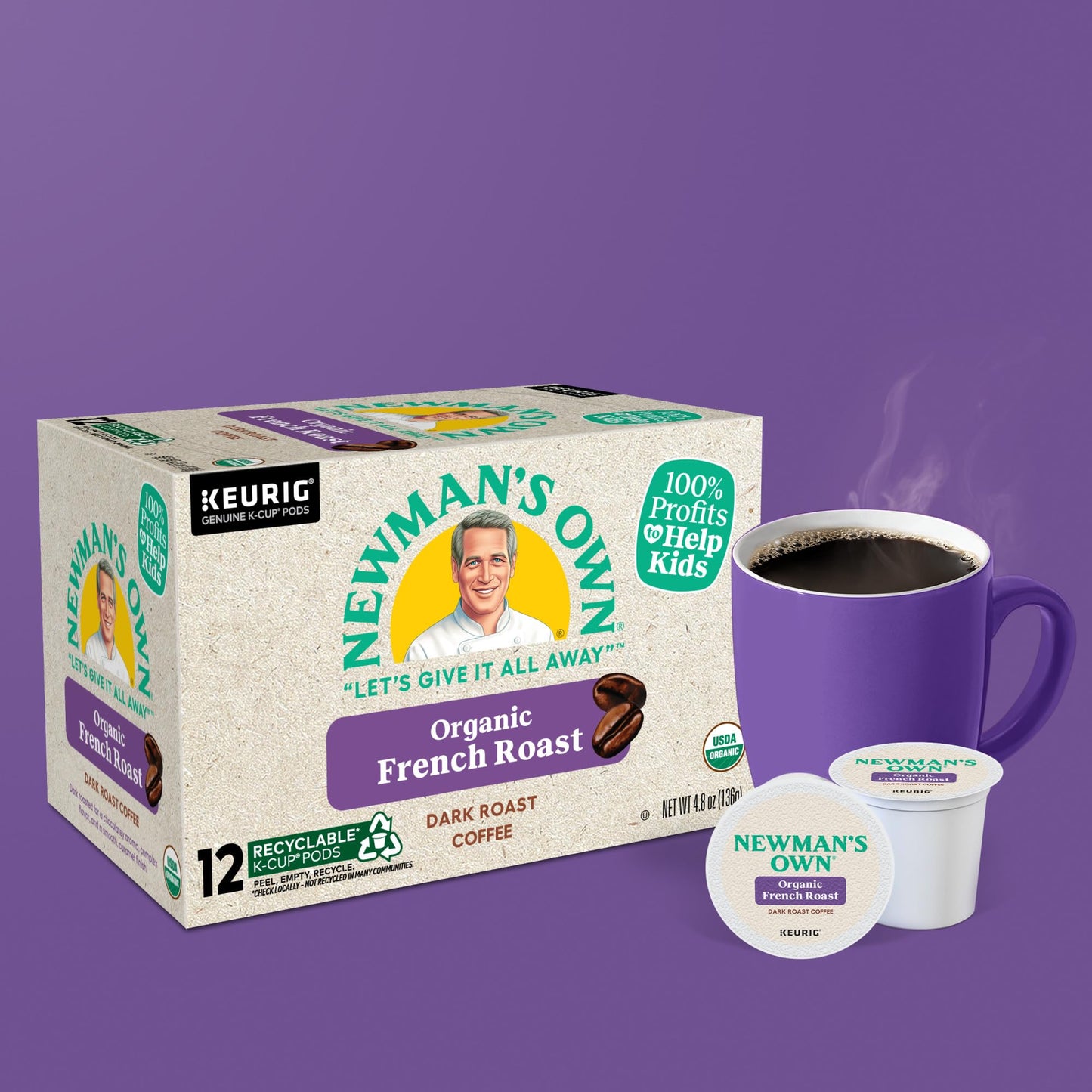 Newman'S Own Organics French Roast Coffee K-Cup, 12 Ct