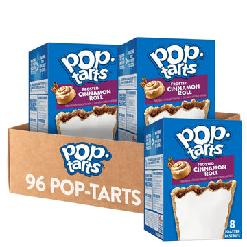 Pop-Tarts Toaster Pastries, Breakfast Foods, Kids Snacks, Frosted Cinnamon Roll (12 Boxes, 96 Count)