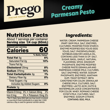 Prego Creamy Parmesan Pesto Pasta Sauce, 14.5 Oz Jar