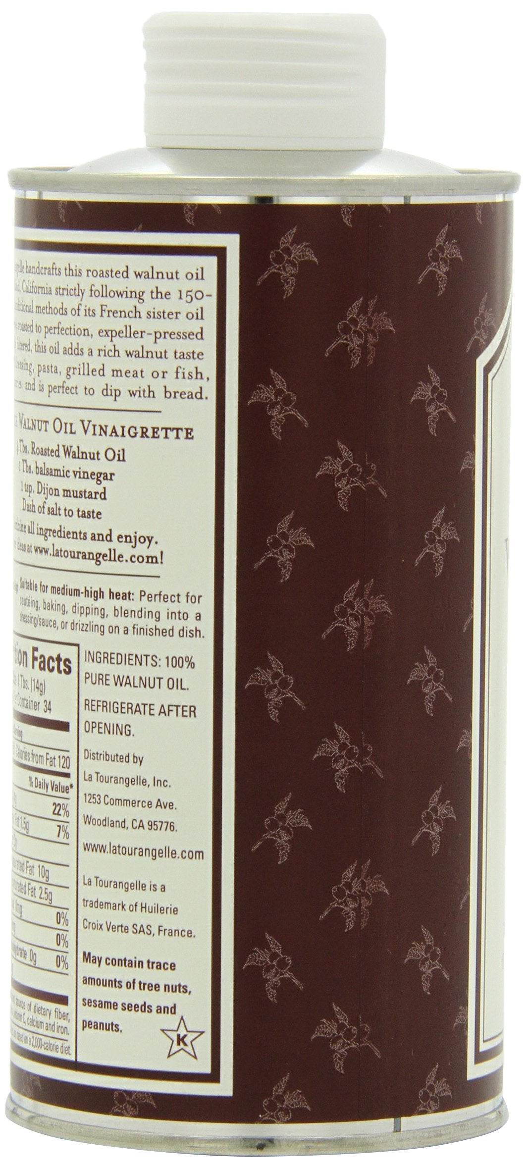 La Tourangelle, Roasted Walnut Oil, 16.9 Ounce Cans (Pack of 3) (Packaging may Vary)