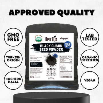 Berrilys Organic Black Cumin Seeds Powder, Ground, 5 LB, Great for Baking, Versatile Ingredient