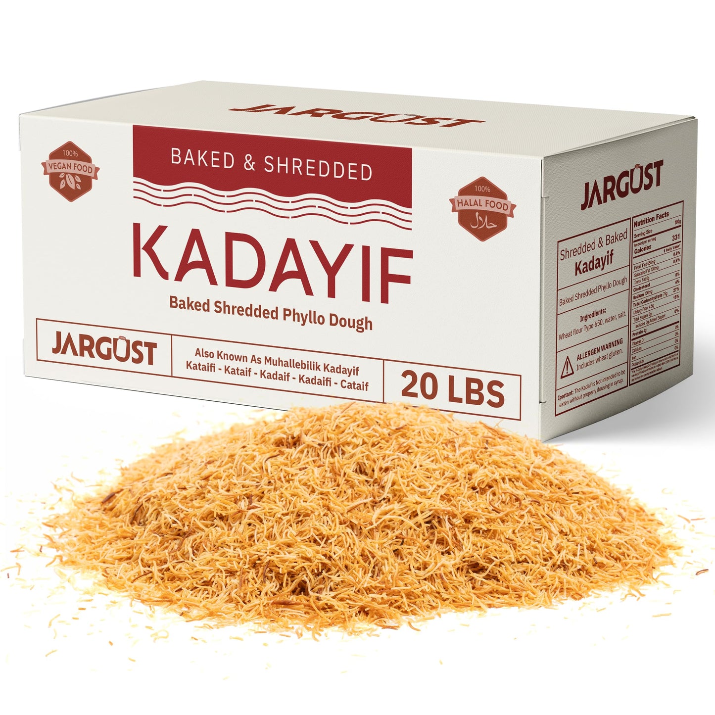 Bulk Baked & Shredded Kataifi 20Lb Shredded Fillo Dough Pastry Dough Chopped Katayif Ingredient For The Viral Dubai Pistachio Chocolate Bar Shredded Phyllo Kunafa Knafeh Toasted Katifi