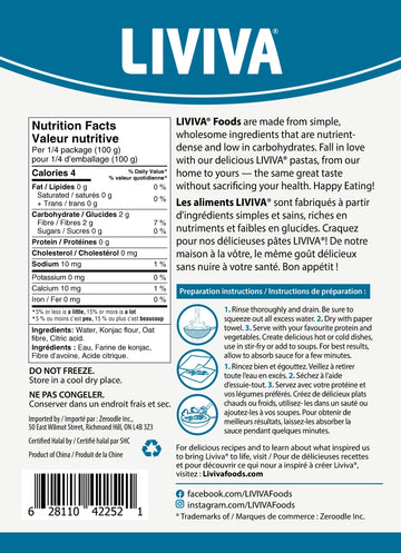 LIVIVA Low Calorie Keto-Certified Organic Shirataki Spaghetti 14 Ounce (Pack of 6)