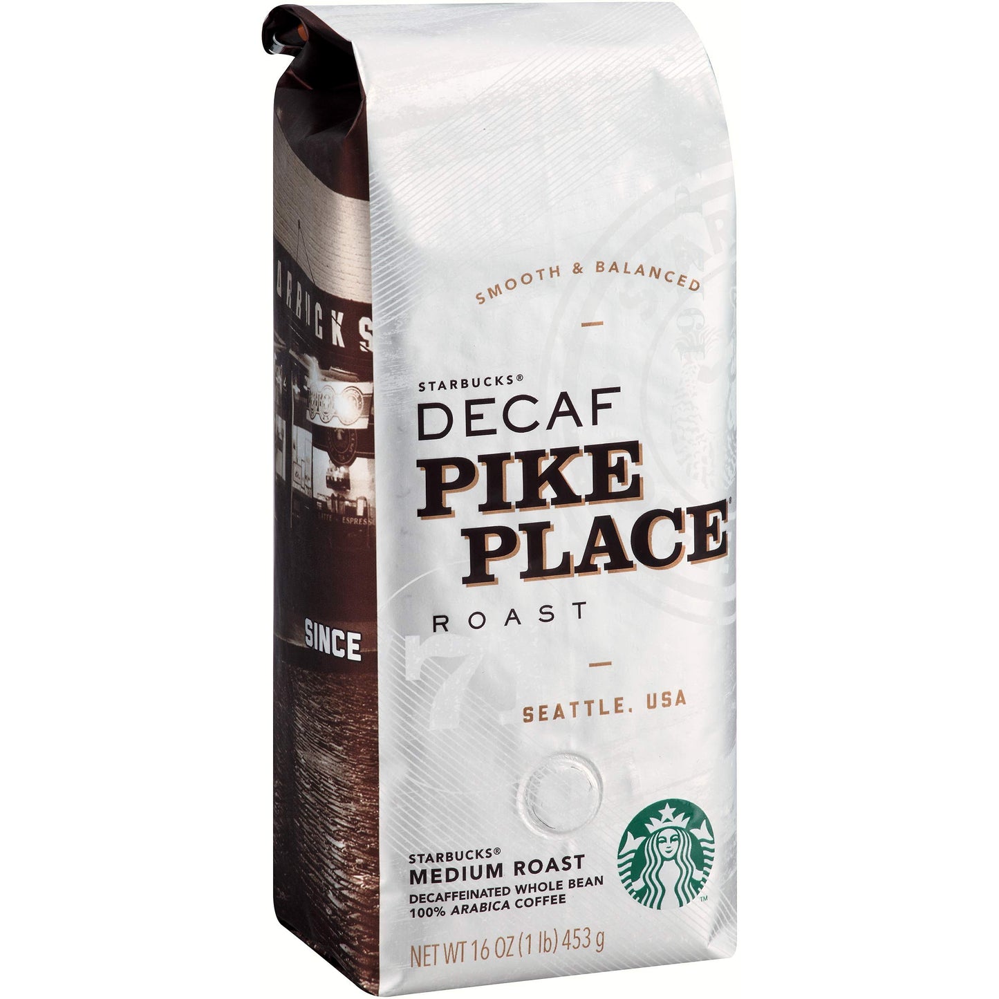 Starbucks Decaf Pike Place Whole Bean Coffee, 16 Oz, Pack Of 6
