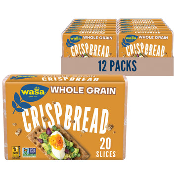 Wasa Whole Grain Crispbread, 9.2 Oz (Pack Of 12), Crackers, Non-Gmo Ingredients, Fat Free, Made With 100% Whole Grains