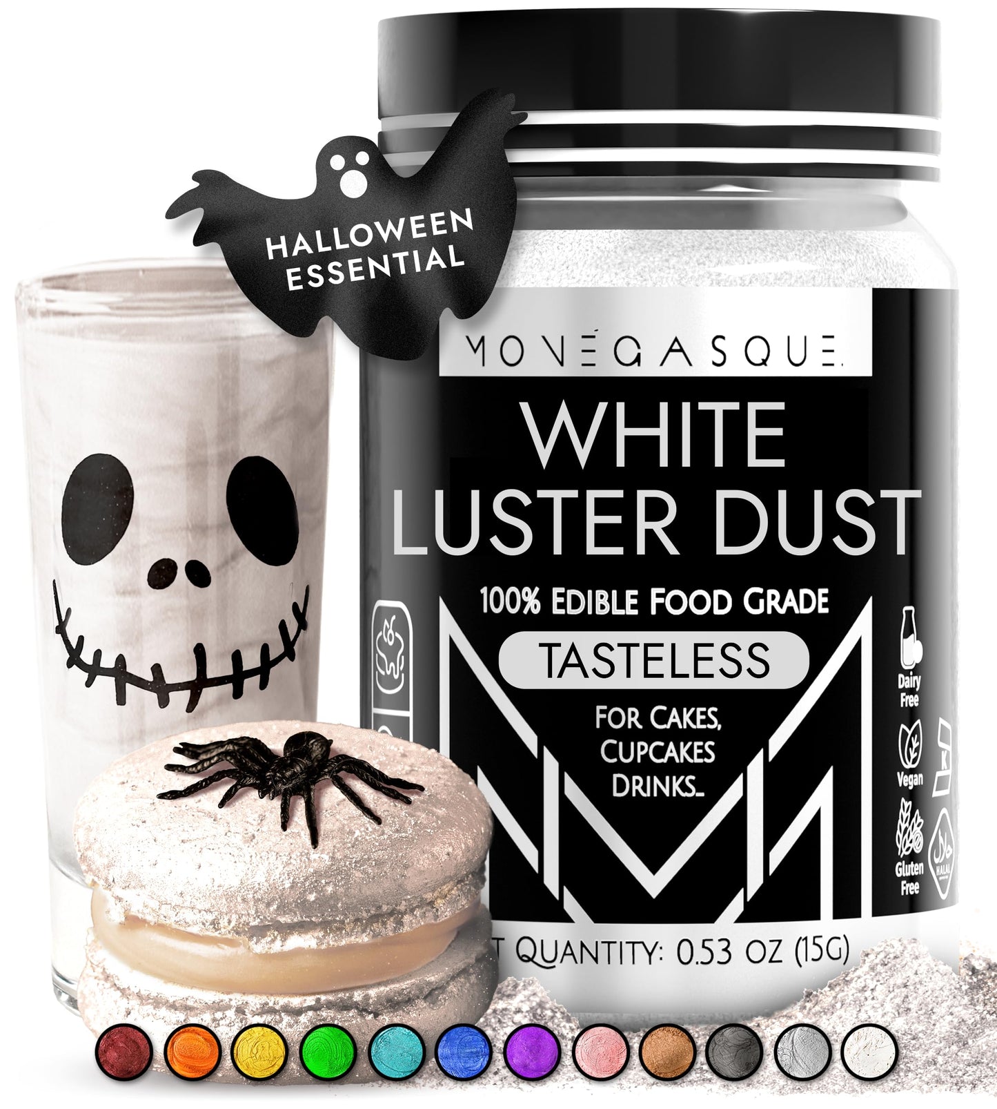 Mon  Gasque White Luster Dust Edible Glitter For Cocktails 15G - Premium White Edible Glitter White - Halloween Cake Glitter Dus