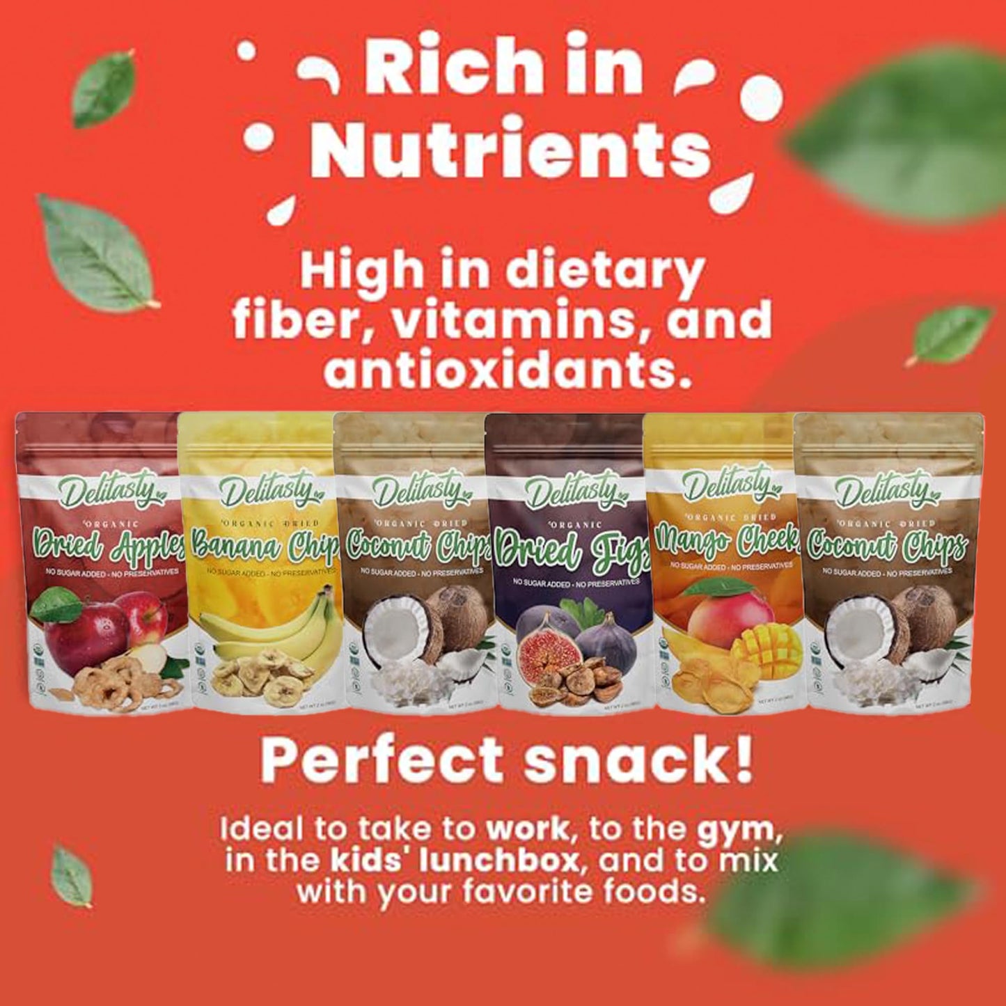 Dried Fruit Mix No Sugar Added- Organic Dried Fruit Mix- Dried Fruit Unsweetened- Mixed Dried Fruit Snack- 6 Pack 2Oz Each
