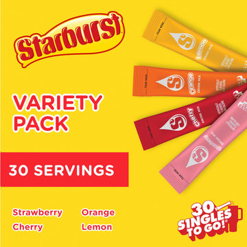Starburst Singles To Go Variety Pack, Watertok Powdered Drink Mix, Includes 4 Flavors, Strawberry, Cherry, Orange And Lemon 1 Bo