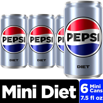 Diet Pepsi Cola Soda Pop, Zero Sugar, 7.5oz mini Cans, 6 pack