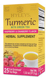 HYLEYS Turmeric Green Tea with Raspberry & Cranberry - 25 Tea Bags, GMO Free, Gluten Free, Dairy Free, Sugar Free, 100% Natural