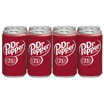 Dr Pepper Soda 7.5oz Small Slim Mini Cans 3/8 Packs (24 Cans) (Choose Flavor Below) (Original)