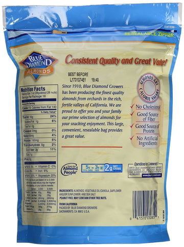 Blue Diamond Almonds, Roasted Salted Snack Nuts, 16 Ounce (Pack of 3)