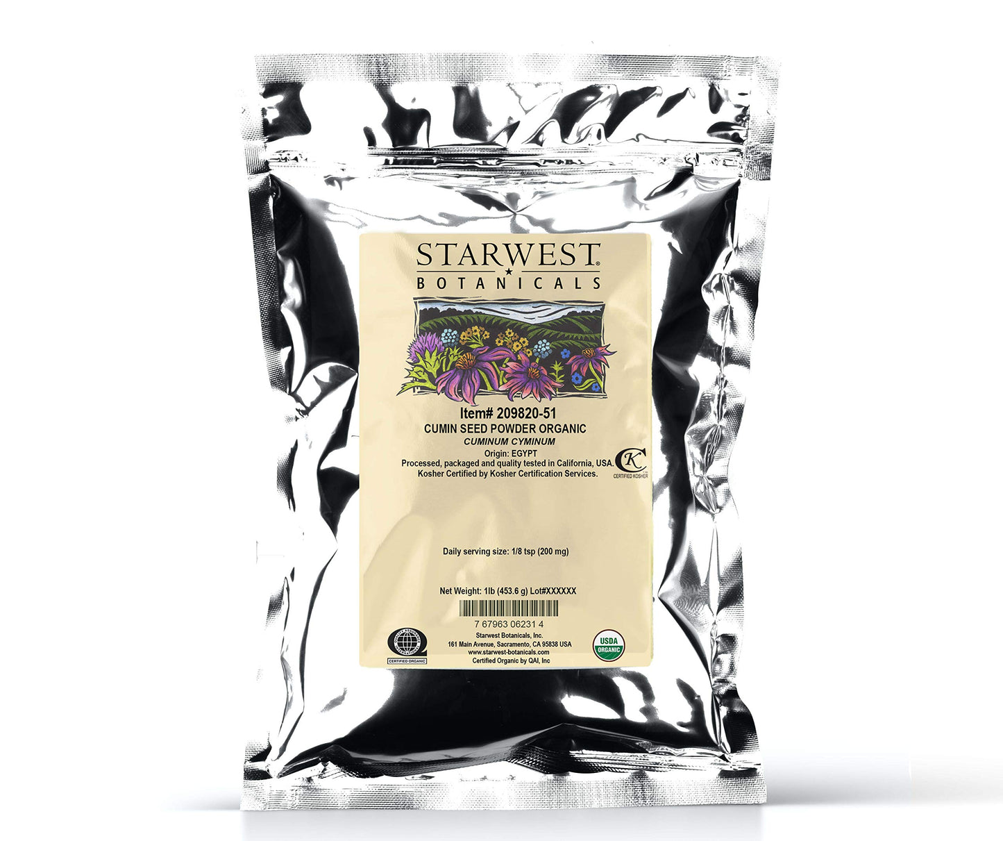 Starwest Botanicals Organic Ground Cumin Seed Powder, 1 Pound Bulk Spice