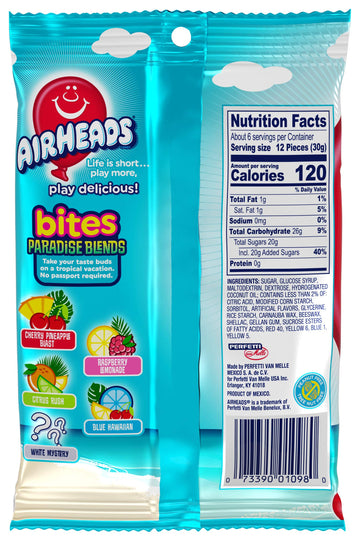 Airheads Candy, Bites, Paradise Blends Flavor, Non Melting, Party, 6 Ounce (Pack Of 12)